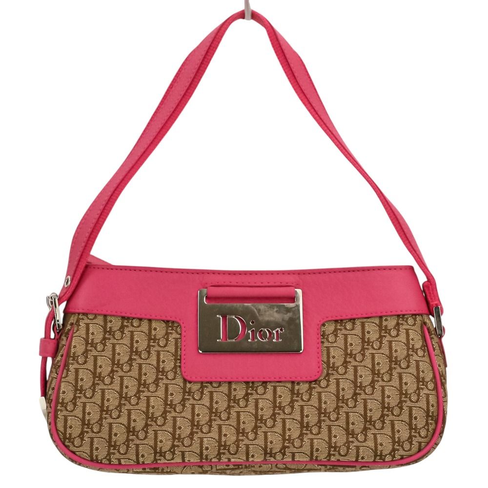 美品 Christian Dior クリスチャンディオール トロッター ストリートシック ハンドバッグ ベージュ ピンク レディース 古着 中古 USED