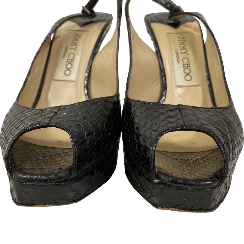 良品 JIMMY CHOO ジミーチュウ スネイクレザー スリングバックパンプス