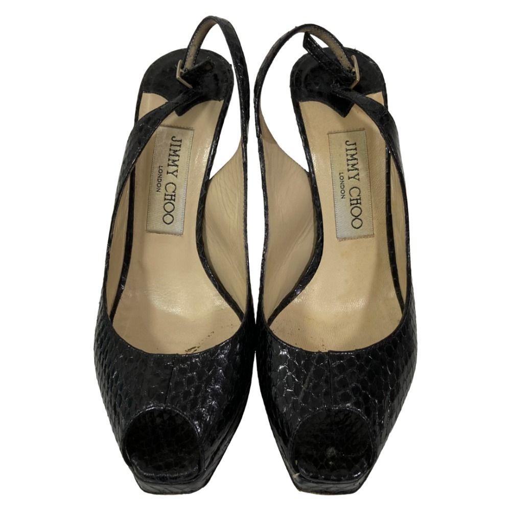 良品 JIMMY CHOO ジミーチュウ スネイクレザー スリングバックパンプス