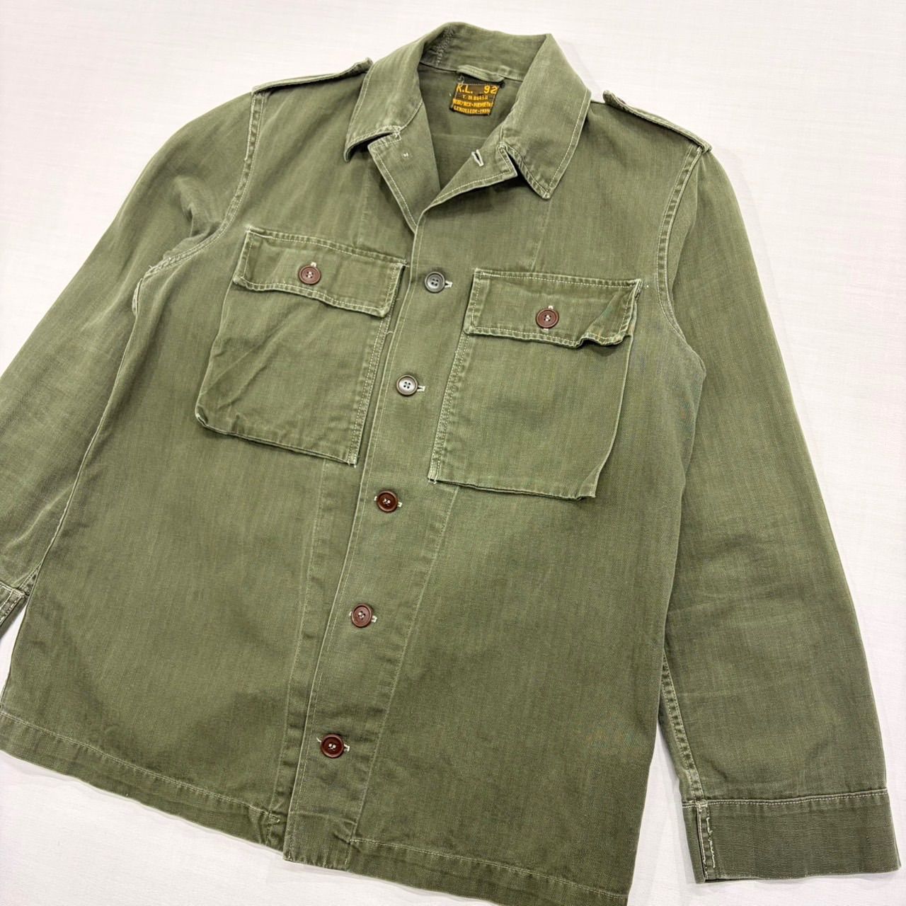 59年製】 オランダ軍 HBT ミリタリージャケット オリーブ 実寸M ユーロ 59年製】 オランダ軍 HBT ミリタリージャケット オリーブ 実寸M ユーロ