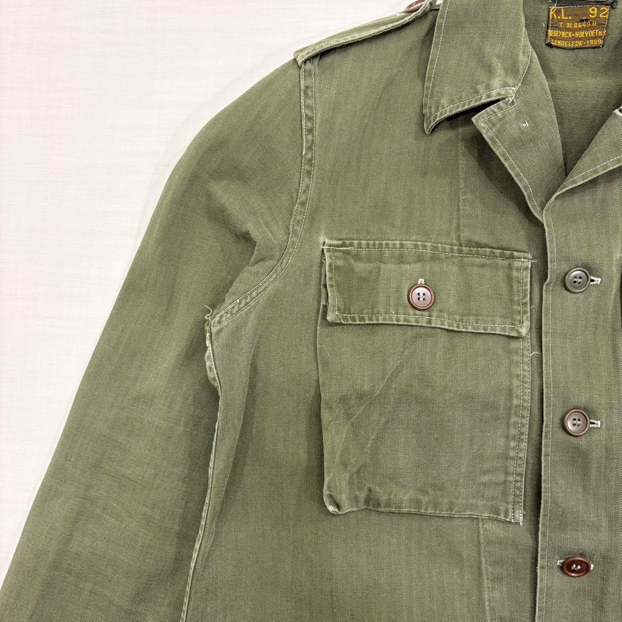 59年製】 オランダ軍 HBT ミリタリージャケット オリーブ 実寸M ユーロ 