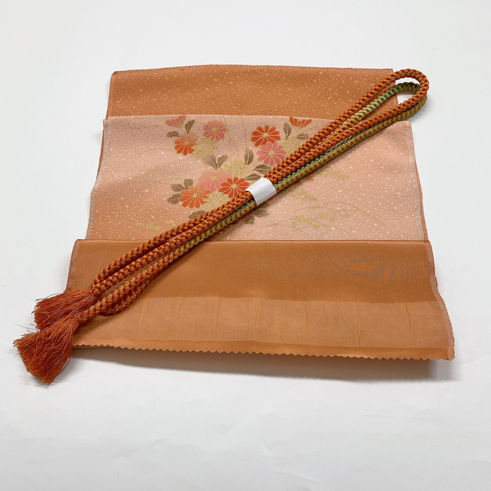 ［7999］帯締め 帯揚げ セット 草花文様 金彩 ぼかし 正絹 着物 帯絞め