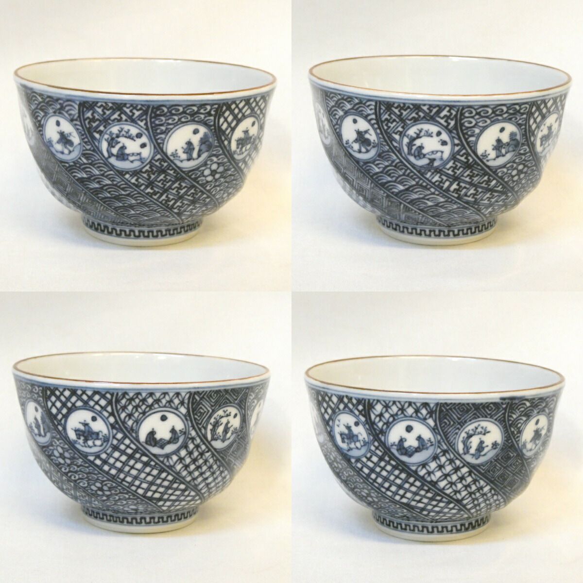 茶箱用 三点揃い】五山窯 林淡幽作 祥瑞 捻 茶碗 振出 茶巾筒 セット