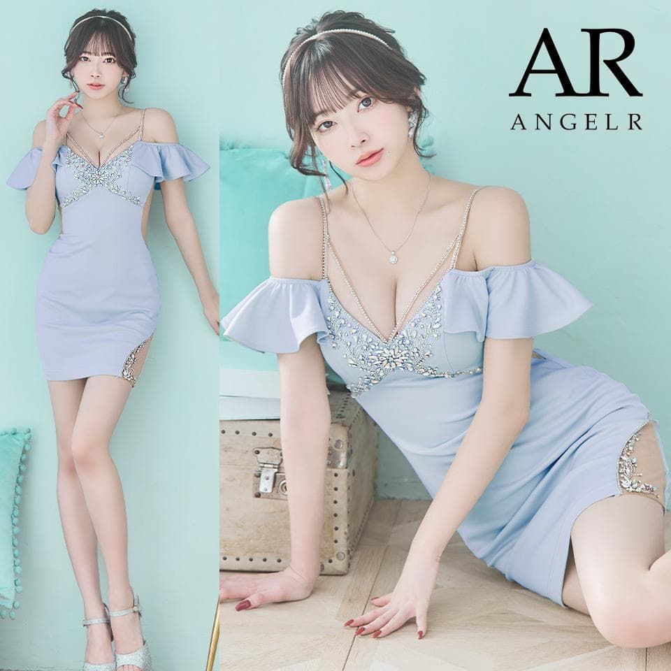 【AngelR / エンジェルアール】バストショルダービジューフリルオフショルダーミニドレス AR24801