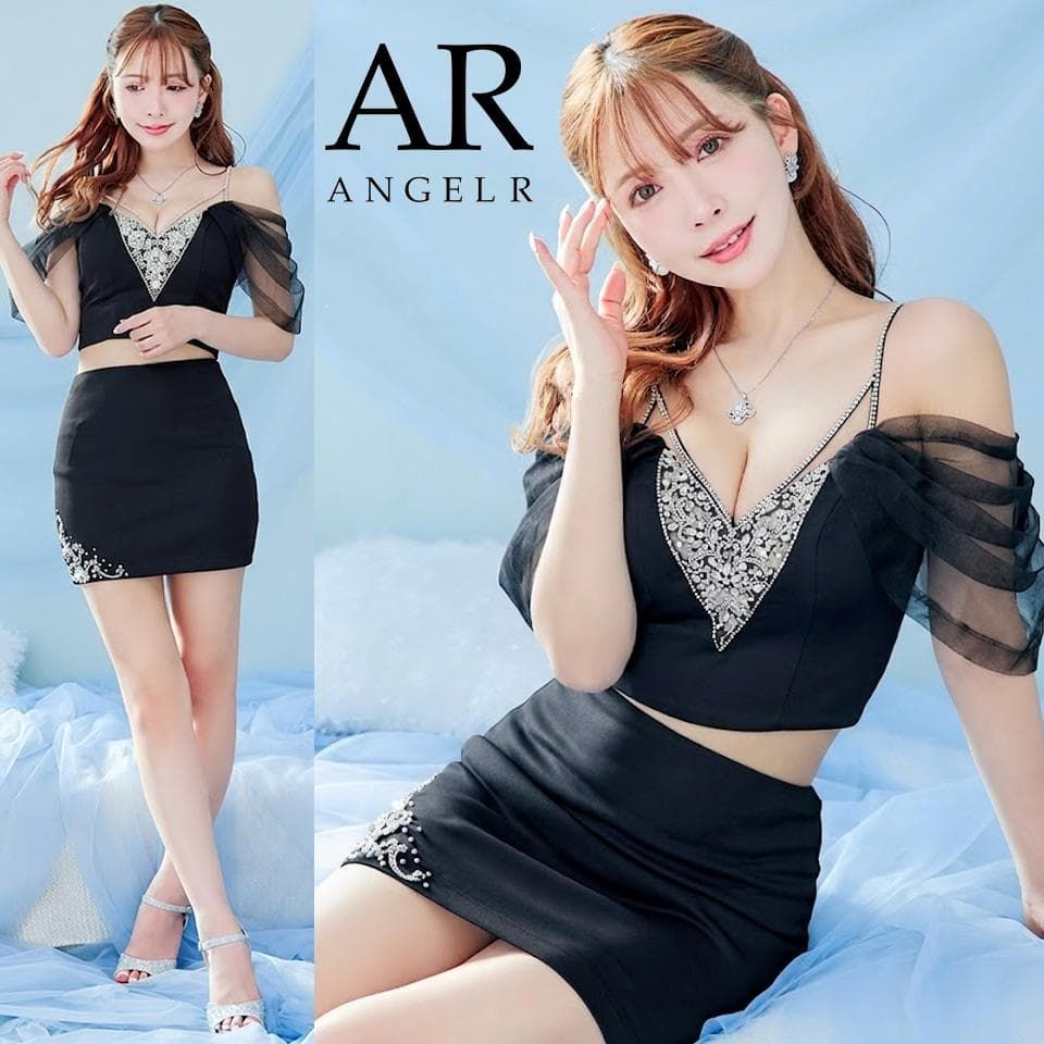 【AngelR / エンジェルアール】バストスパンコールビジューシースルーレースオフショルダーセパレートタイトマイクロミニドレス AR24307