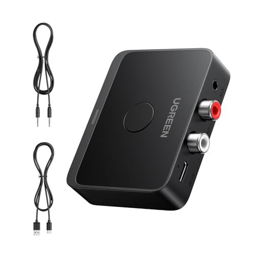 UGREEN Bluetooth 6.0レシーバー 古いステレオ/スピーカー/有線スピーカー/ホームオーディオシステム用、ブルートゥース受信機、SBC/AAC/LDAC、3.5mm＋RCA、低遅延、ハイレゾ、ワイヤレスオーディオアダプター、【 a64fa991