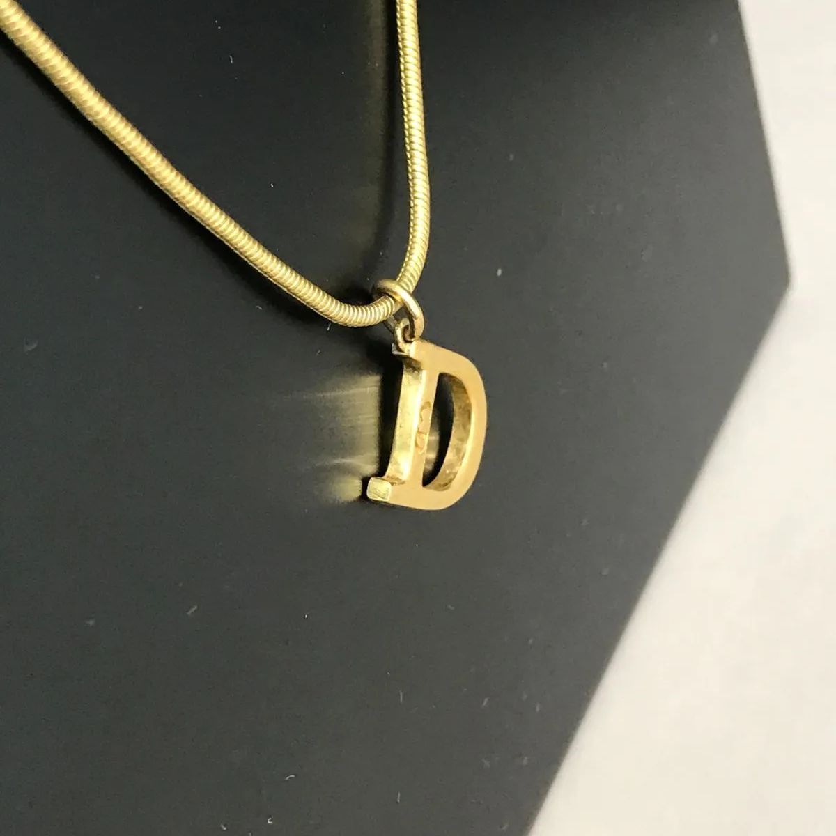 希少 Christian Dior ディオール ネックレス Dロゴモチーフ ゴールド系