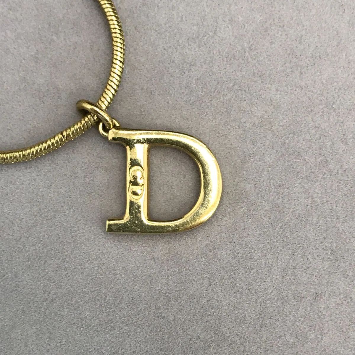希少 Christian Dior ディオール ネックレス Dロゴモチーフ ゴールド系