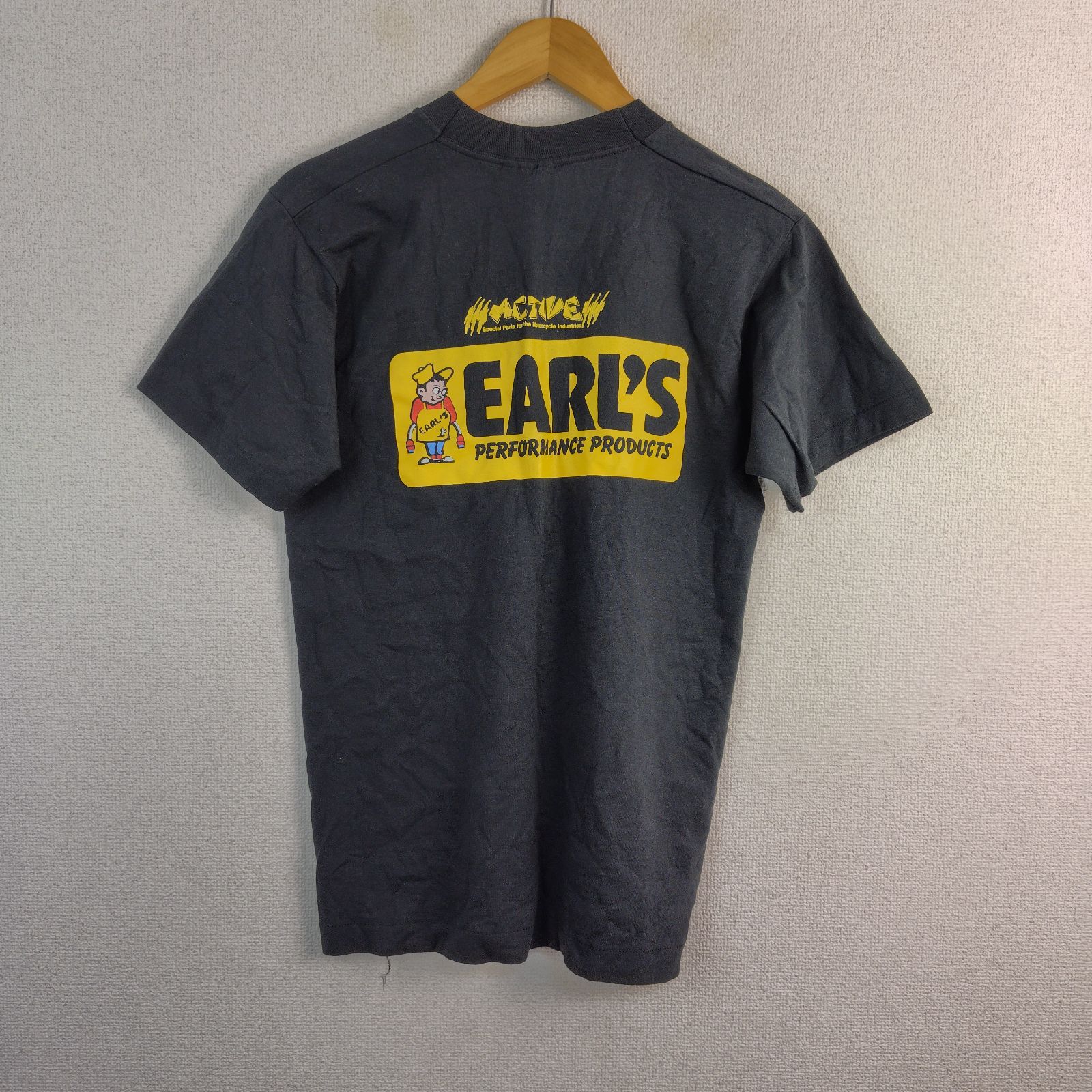 EARL'S PERFORMANCE PRODUCTS アールズ フルーツボディ 企業ロゴ Tシャツ ブラック M メンズ 古着 ワーク系 アメカジ