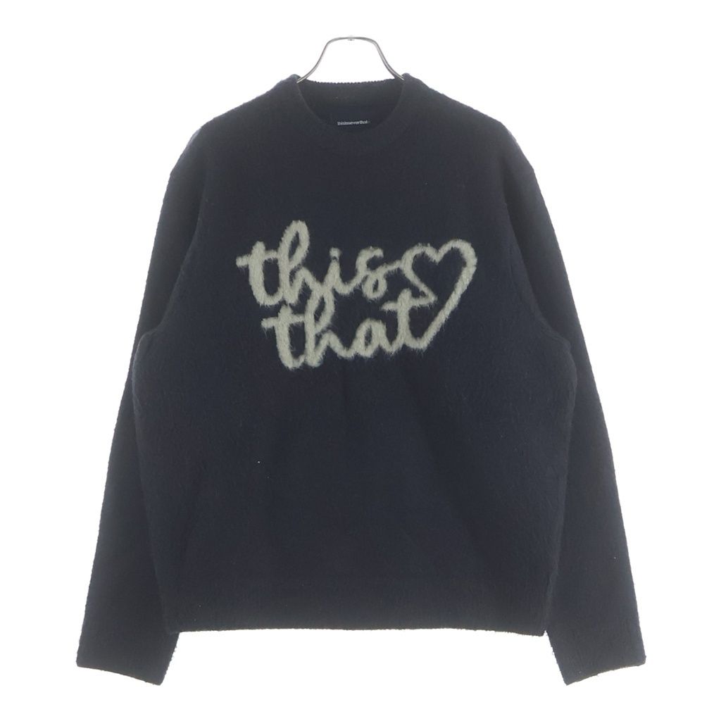 THISISNEVERTHAT (ディスイズネバーザット) Heart Logo knit Sweater ハートロゴ ニットセーター フロントデザイン ダークネイビー