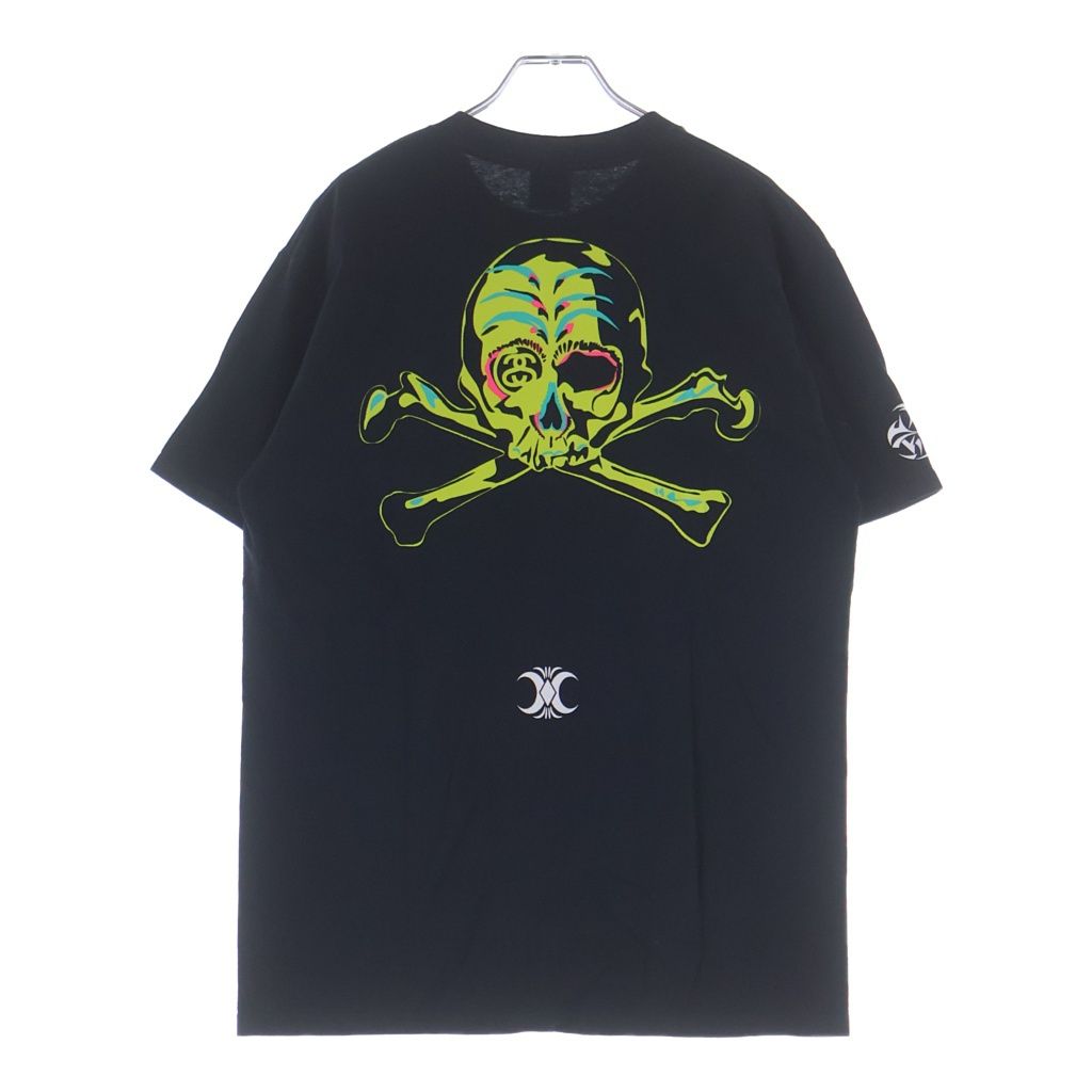 STUSSY (ステューシー) × NEXUSVII ネクサスセブン ロゴ スカルプリント クルーネック 半袖Tシャツ カットソー ブラック