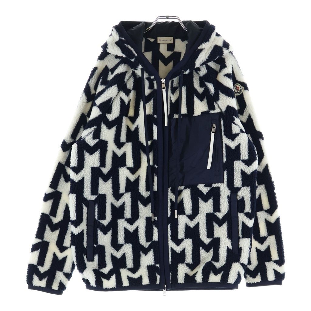 MONCLER (モンクレール) ボアフリースジップアップフーディ ホワイト