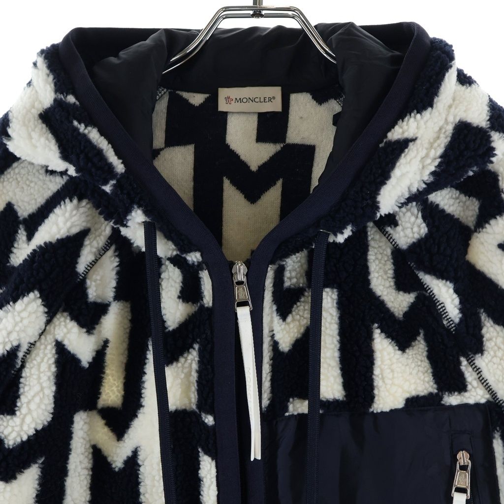 MONCLER (モンクレール) ボアフリースジップアップフーディ ホワイト