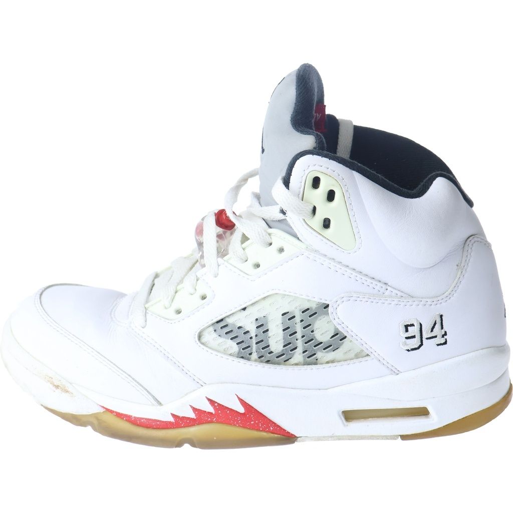 NIKE ナイキ 【鑑賞用 2015年製】×SUPREME AIR JORDAN 5 RETRO シュプリーム エアジョーダン 5 レトロ ハイカットスニーカー ホワイト US8/26cm 824371-101 NIKE (ナイキ) 【鑑賞用 2015年製】×SUPREME AIR JORDAN 5 RETRO
