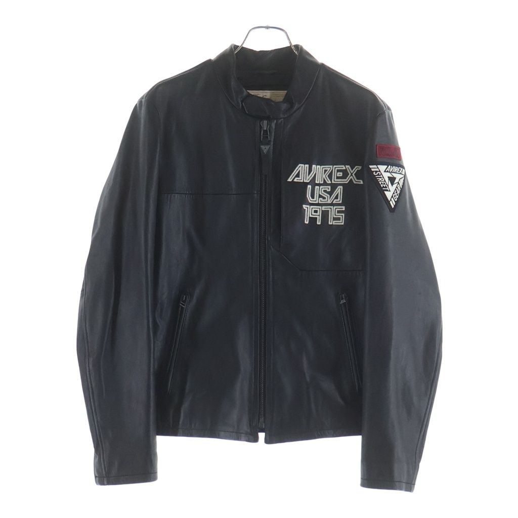 アヴィレックス　レザージャケット　シングルライダース　ラムレザー　ブラック AVIREX (アヴィレックス) ラムレザー シングルライダース ジャケット