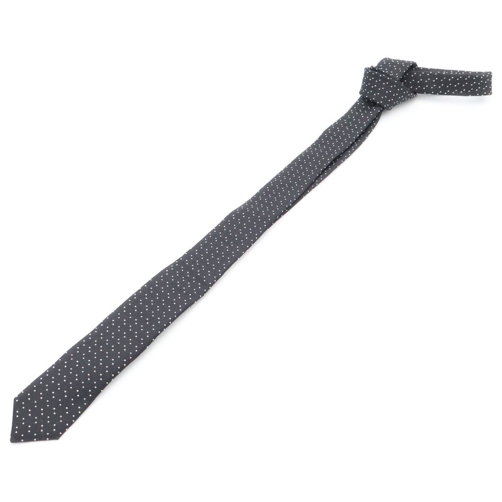 SAINT LAURENT PARIS (サンローランパリ) マイクロドット シルクネクタイ ブラック/ホワイト 643955 4Y002