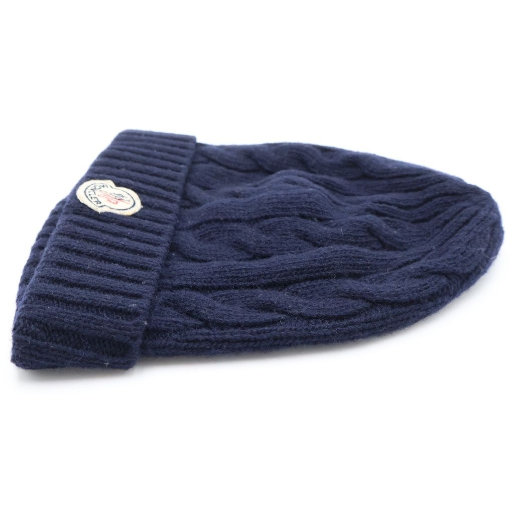 MONCLER (モンクレール) ワッペンロゴ リブ編み ニット帽 ネイビー