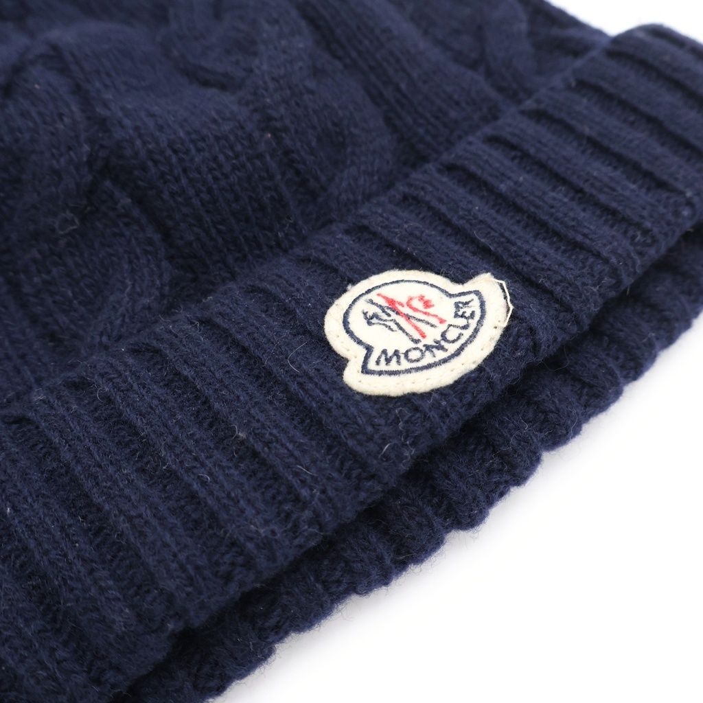 MONCLER (モンクレール) ワッペンロゴ リブ編み ニット帽 ネイビー