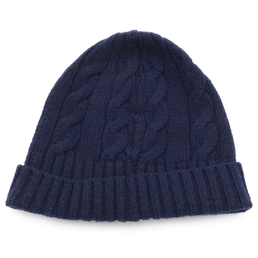 MONCLER (モンクレール) ワッペンロゴ リブ編み ニット帽 ネイビー