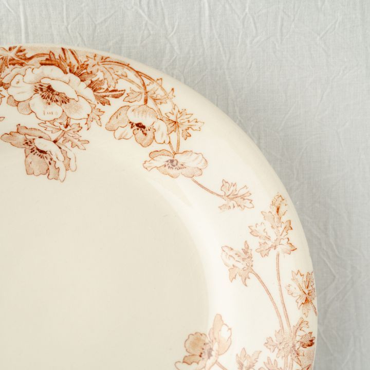 廃盤◆Gian ジアン アネモネ 　プレート大皿 26cm Gien ジアン Anemones アネモネ ブラウン ディナープレート フランス