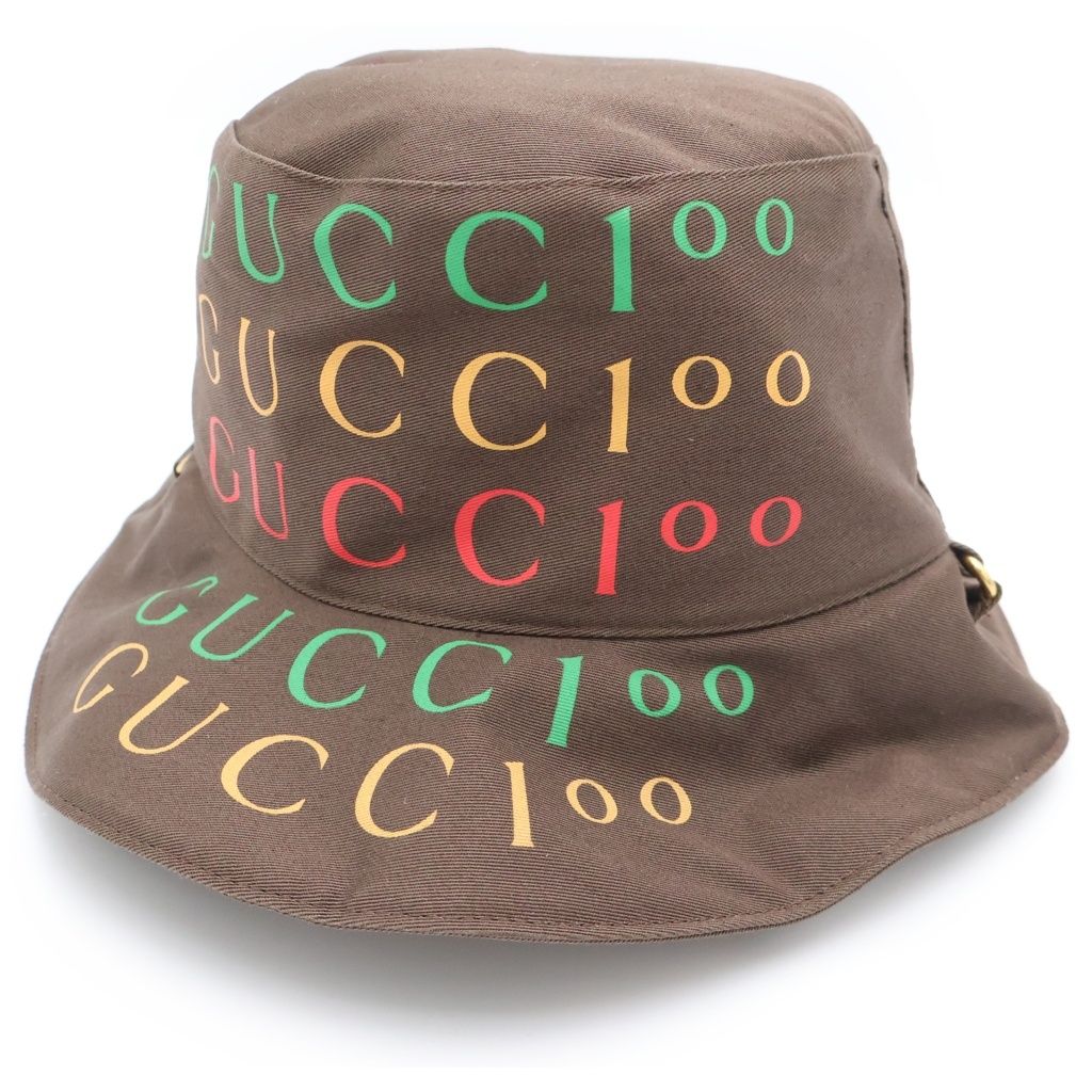 GUCCI (グッチ) 100周年記念モデル リバーシブル バケットハット 679993 ブラウン
