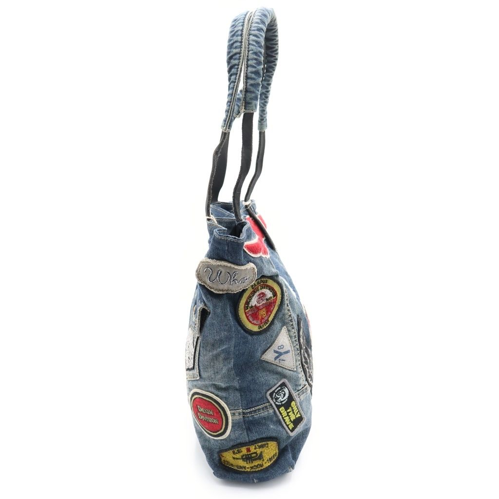 DIESEL デニムブルー ボディバッグ DIESEL (ディーゼル) REBOOT DENIM BAG マルチワッペン ポーチ付き