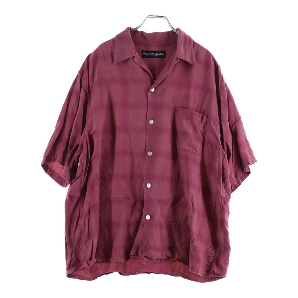 WACKO MARIA (ワコマリア) 25SS OMBRE CHECK OPEN COLOR SHIRT オンブレチェックオープンカラーシャツ 半袖シャツ レッド