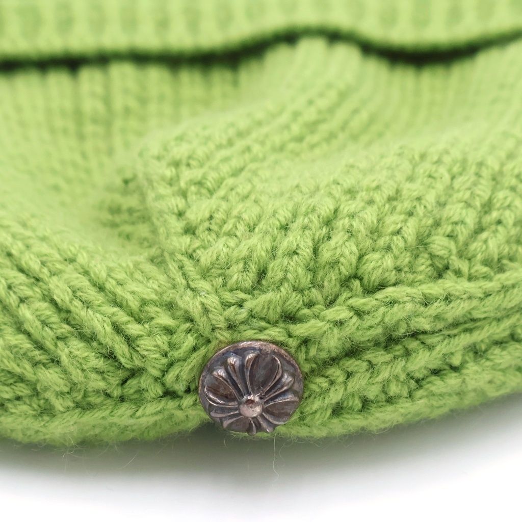 CHROME HEARTS クロムハーツ HIT & RUN BEANIE クロスボタンカシミア帽子 グリーン CHROME HEARTS (クロムハーツ) HIT & RUN BEANIE クロスボタンカシミア