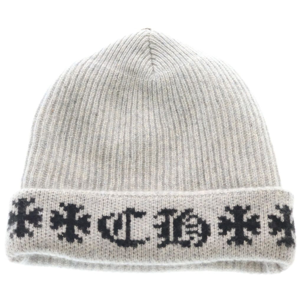 CHROME HEARTS (クロムハーツ) BIG DADDY ビッグダディ クロスボール付きカシミヤニットビーニーニットキャップ グレー