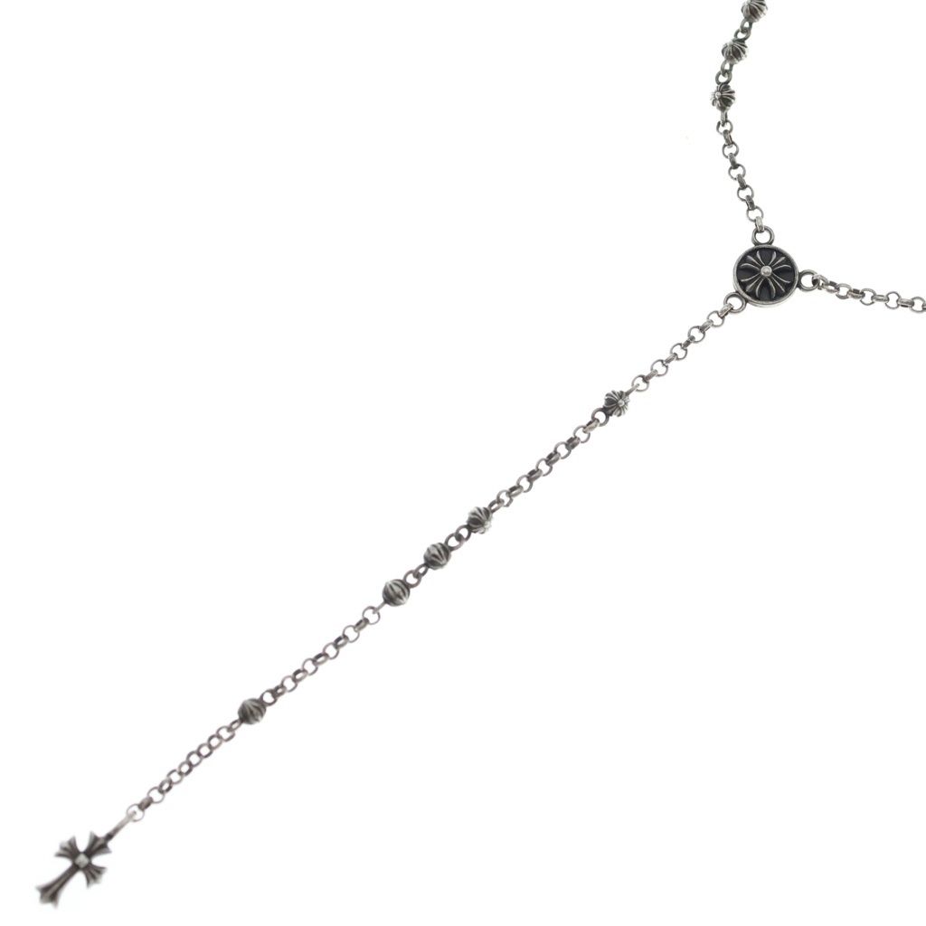 CHROME HEARTS (クロムハーツ) CH ROSARY TNY BEAD CHAIN CH ロザリオ タイニー ビーズ チェーン ネックレス シルバー