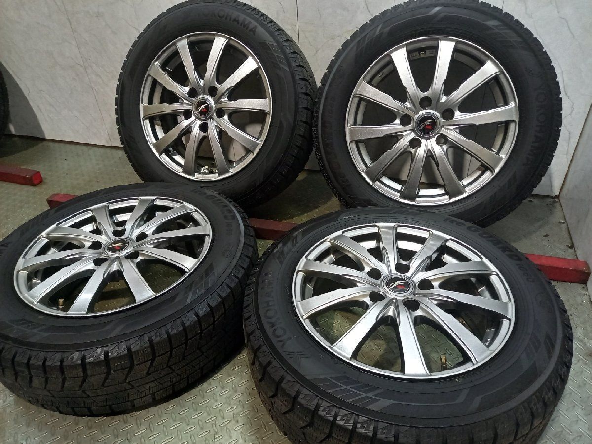 【YOKOHAMA iG60 205/60R16】スタッドレス【Fang 16インチ 6.5J5HPCD114.3+47】22年製 バリ溝 ジューク ヴォクシー ノア等　(MTN833)