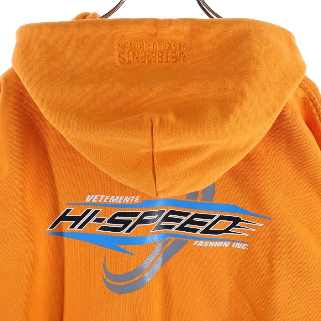 Vetements オレンジ パーカー HI-SPEED VETEMENTS (ヴェトモン) 23SS HI SPEED HOODIE ハイスピード