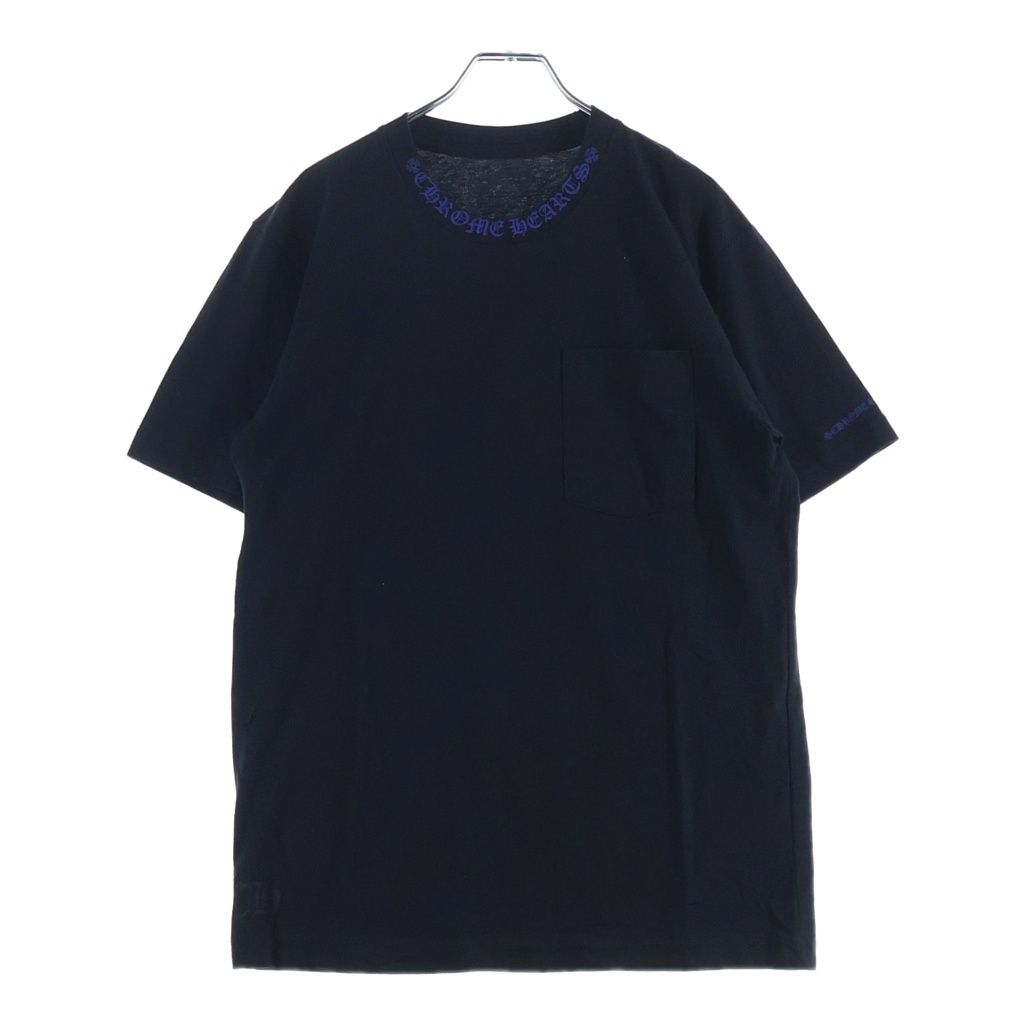 CHROME HEARTS (クロムハーツ) CH T-SHRT/1 ネックロゴプリントTシャツ カットソー ブラック/ブルー