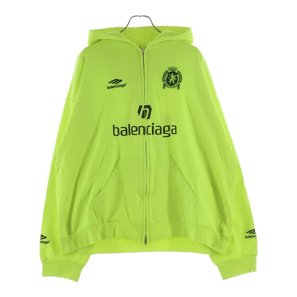 BALENCIAGA (バレンシアガ) Paris Soccer Zip Up Hoodie パリ サッカーロゴ刺繍 ジップアップスウェットパーカー フーディー イエロー 744457 TPVS6