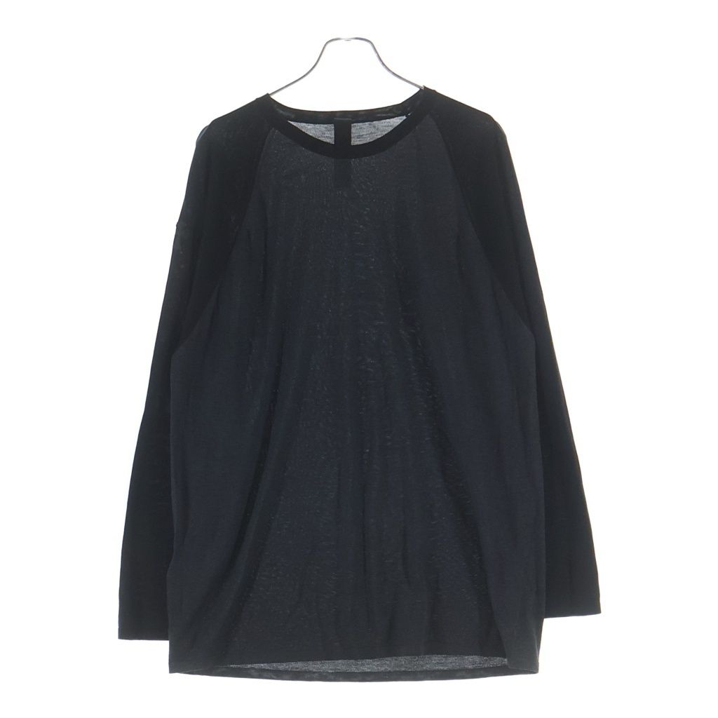 CHROME HEARTS (クロムハーツ) CHロゴ刺繍 袖セメタリークロスパッチ ラグラン 長袖Tシャツ カットソー ブラック/グレー