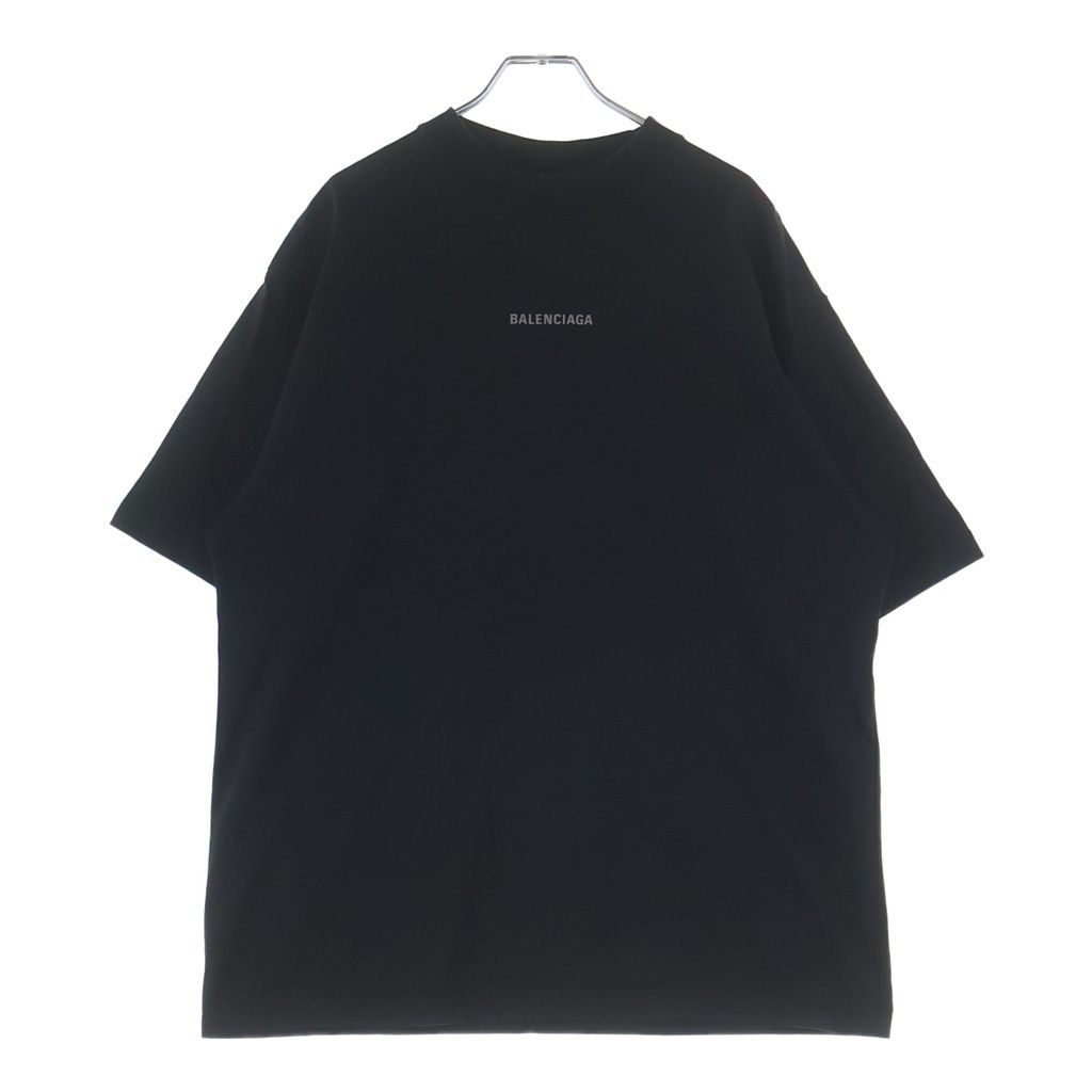 BALENCIAGA (バレンシアガ) Medium Fit Tee 両面ロゴプリント クルーネック 半袖Tシャツ ブラック 764235 TQVN1