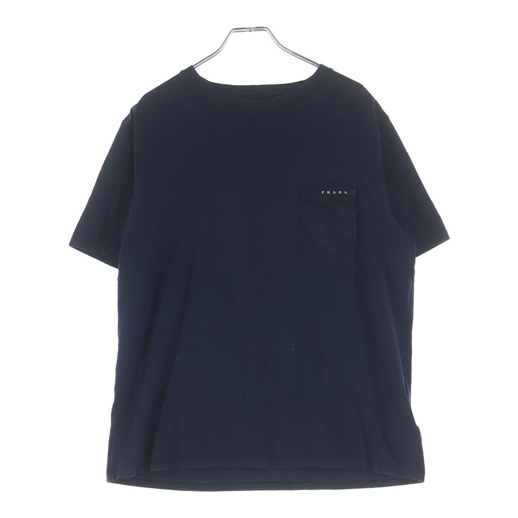 PRADA (プラダ) フロントロゴラバー クルーネック半袖Tシャツ