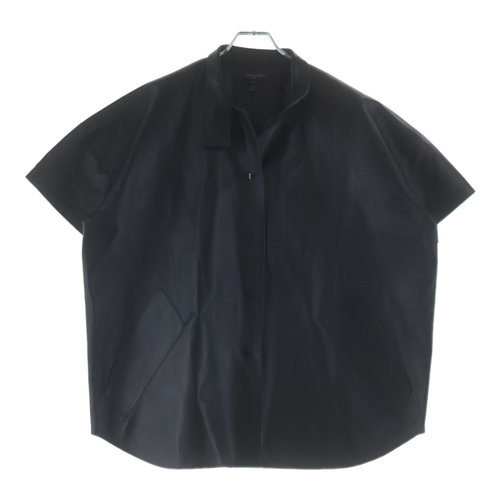 LOUIS VUITTON (ルイヴィトン) フロントボタン レザー 半袖シャツ ブラック RW251 WB MCX FSLB98