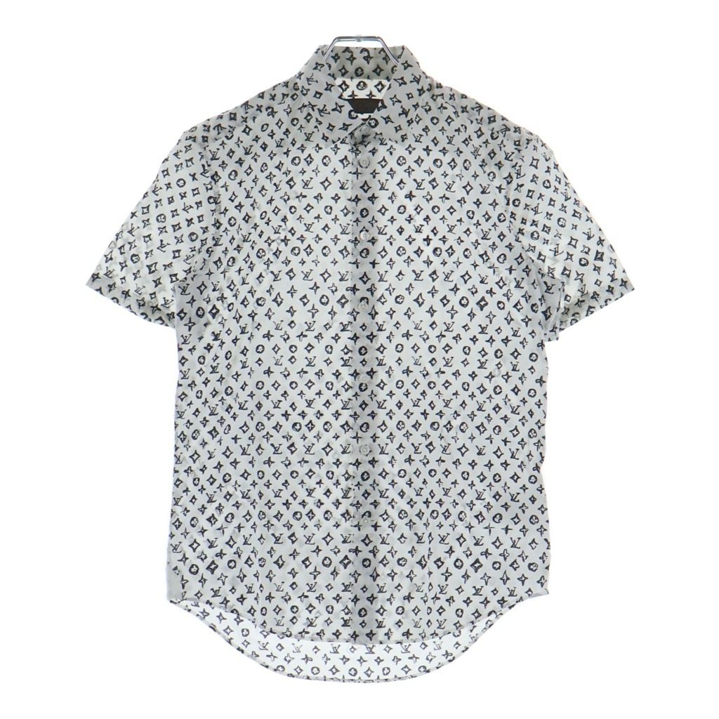 LOUIS VUITTON (ルイヴィトン) モノグラム 総柄 半袖シャツ ホワイト RM172Q DGB HDS46W