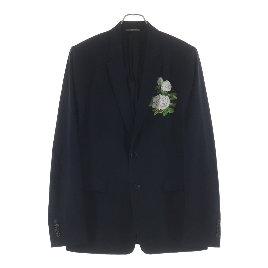 DIOR (ディオール) 16SS 白薔薇刺繍ウールシングルテーラードジャケット ネイビー 663C292A3576