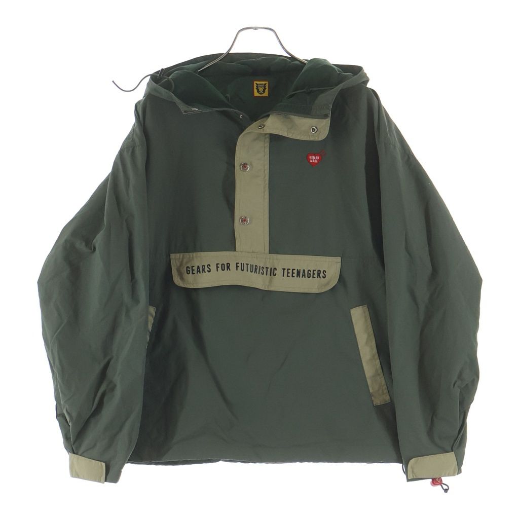HUMAN MADE (ヒューマンメイド) ANORAK PARKA ワッペン ロゴ アノラックパーカー カーキ