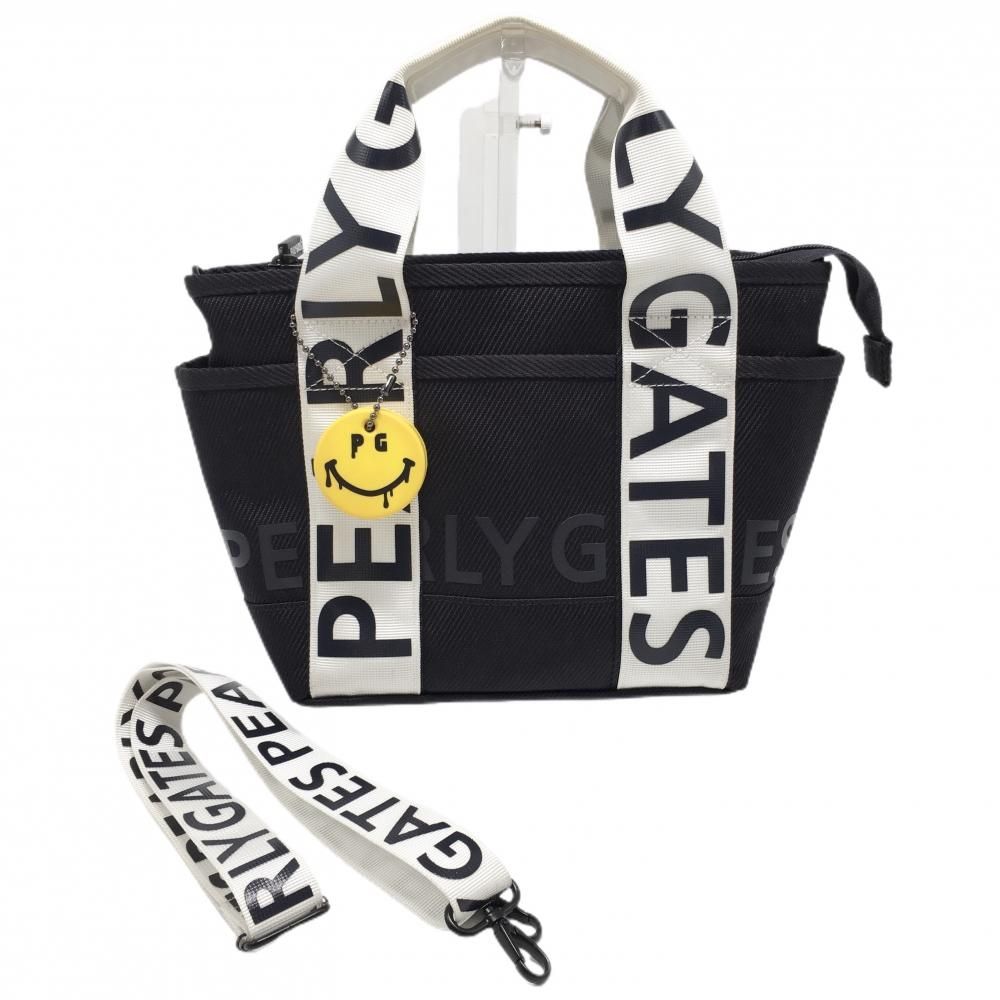 ○★新品未使用 PEARLY GATES ブラックウォッチカートバッグ 2WAY 美品】パーリーゲイツ 2WAYカートバッグ 黒×白 ストラップ着脱可 ニコ