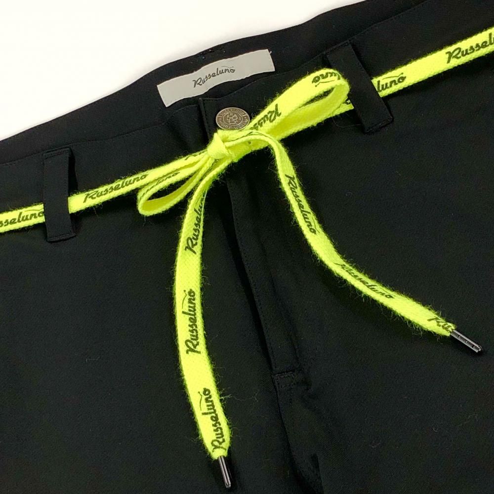 美品】ラッセルノ パンツ 黒×蛍光イエロー ルチャ ウエスト紐付 メンズ