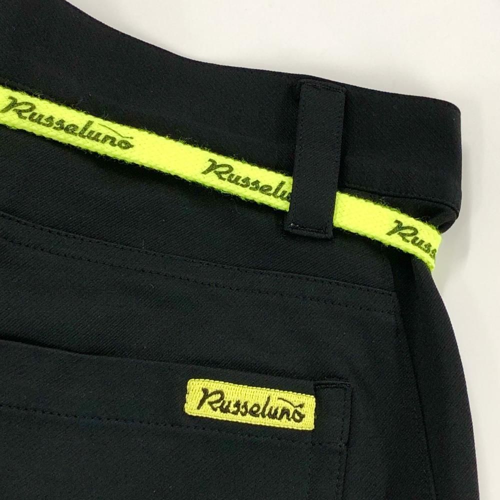 美品】ラッセルノ パンツ 黒×蛍光イエロー ルチャ ウエスト紐付 メンズ