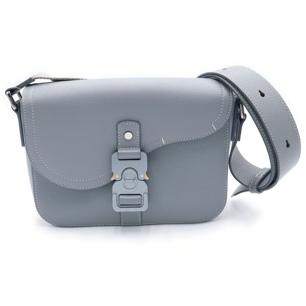 CHRISTIAN DIOR メッセンジャーバッグ グレー Christian Dior (クリスチャンディオール) サドル レザー ショルダー