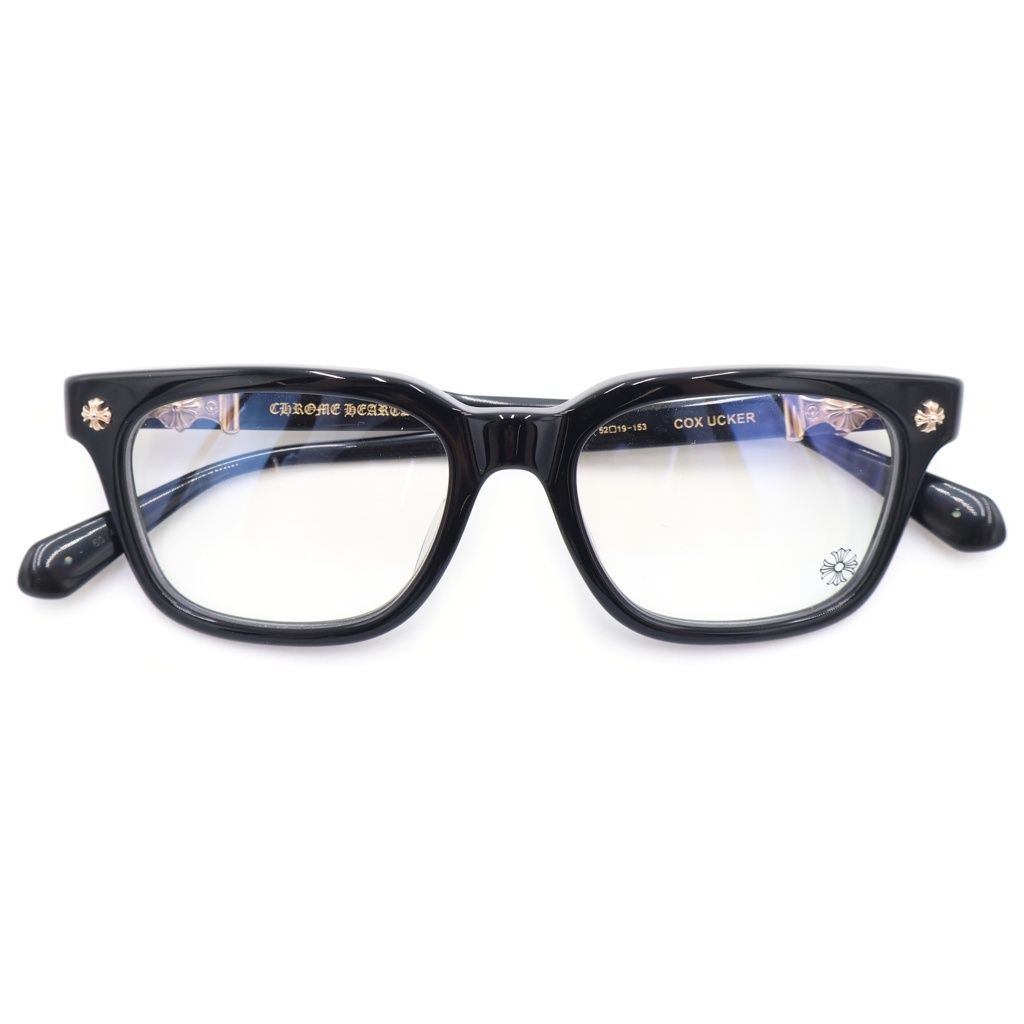 CHROME HEARTS (クロムハーツ) COX UCKER CHクロステンプル ウェリントンフレーム サングラス アイウェア メガネ ブラック/ゴールド