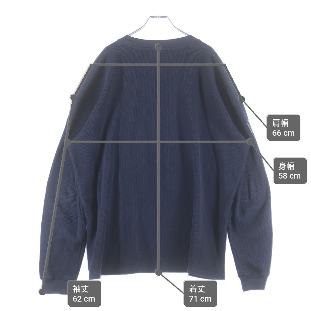 VETEMENTS (ヴェトモン) 26SS Biker Cross Waffle L/S T-Shirt バイカークロスワッフル 長袖Tシャツ カットソー ネイビー ME76LS182U