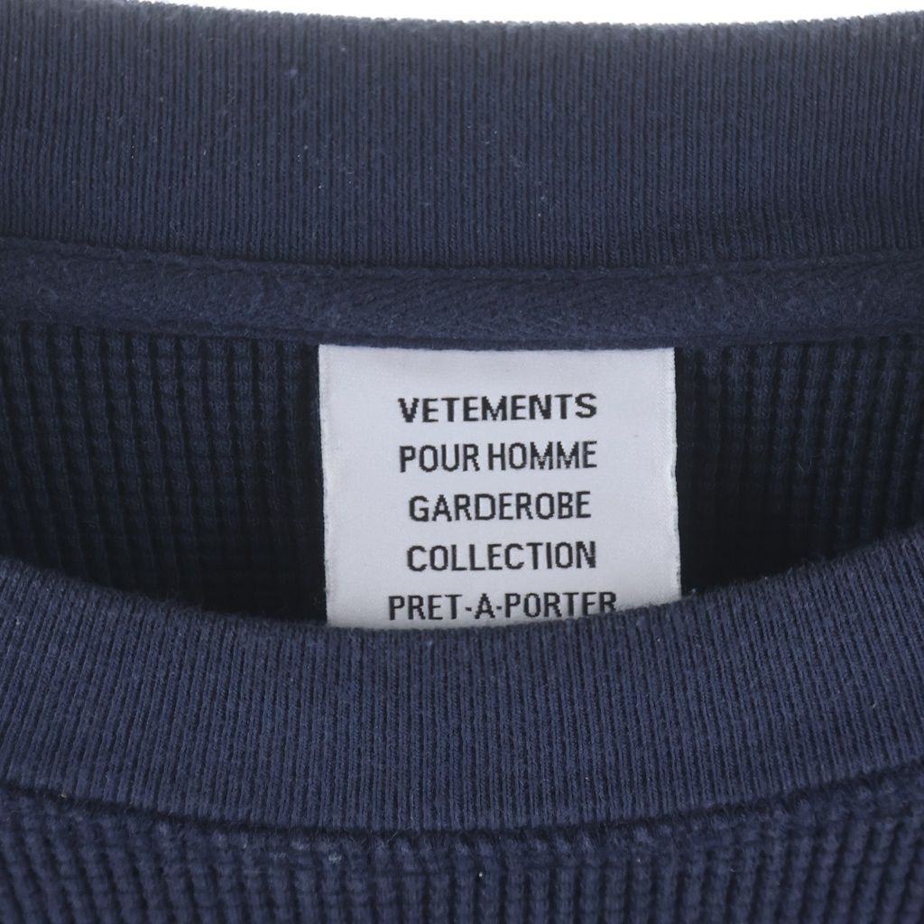 VETEMENTS (ヴェトモン) 26SS Biker Cross Waffle L/S T-Shirt バイカークロスワッフル 長袖Tシャツ カットソー ネイビー ME76LS182U