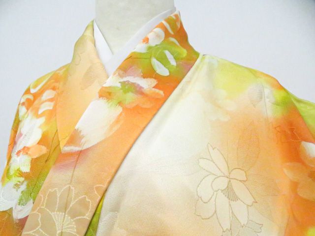 【京松】小紋 花 着物 正絹 身丈約165cm 裄丈約64cm kyo8z05-869