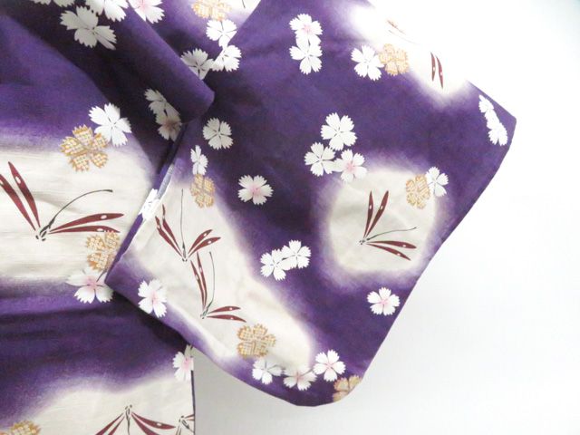 京松】浴衣 撫松庵 花 とんぼ 着物 身丈約163cm 裄丈約67cm kyo8z05